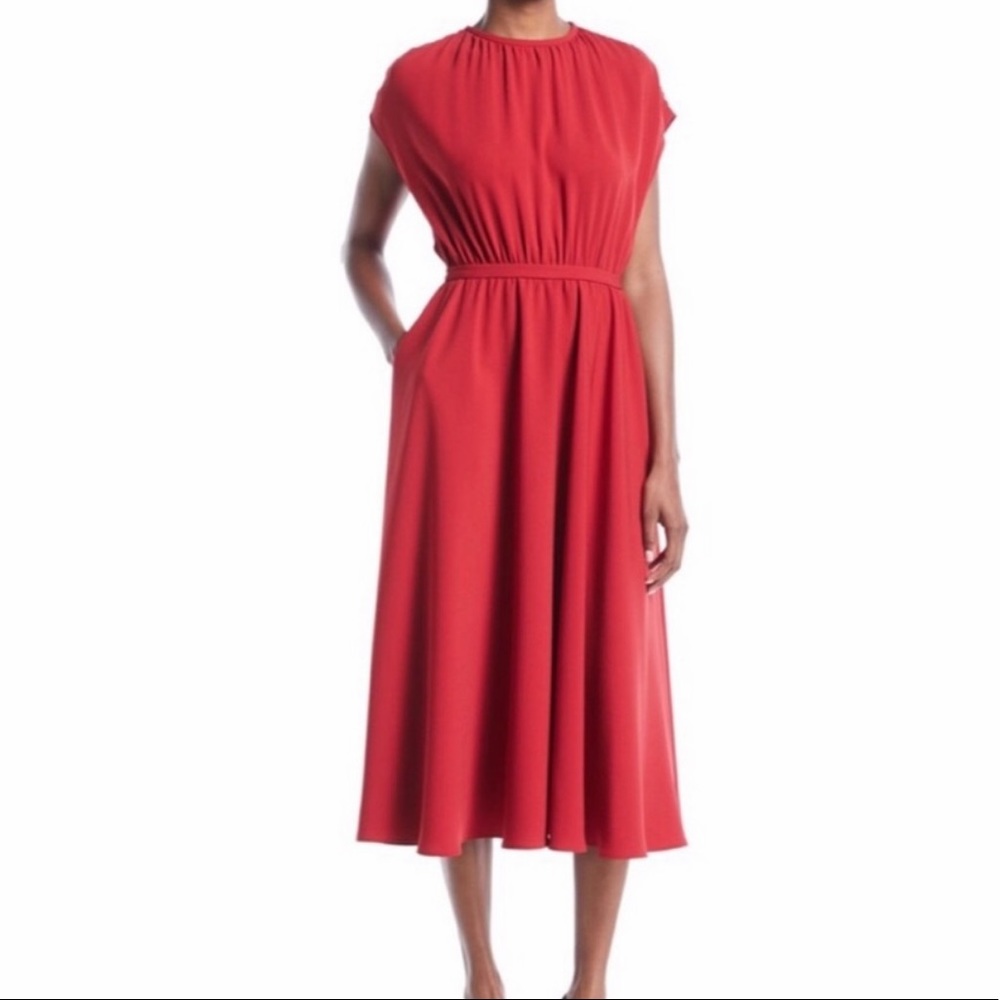 Designer CO Gathered Bodice A-Line Pocket Dress